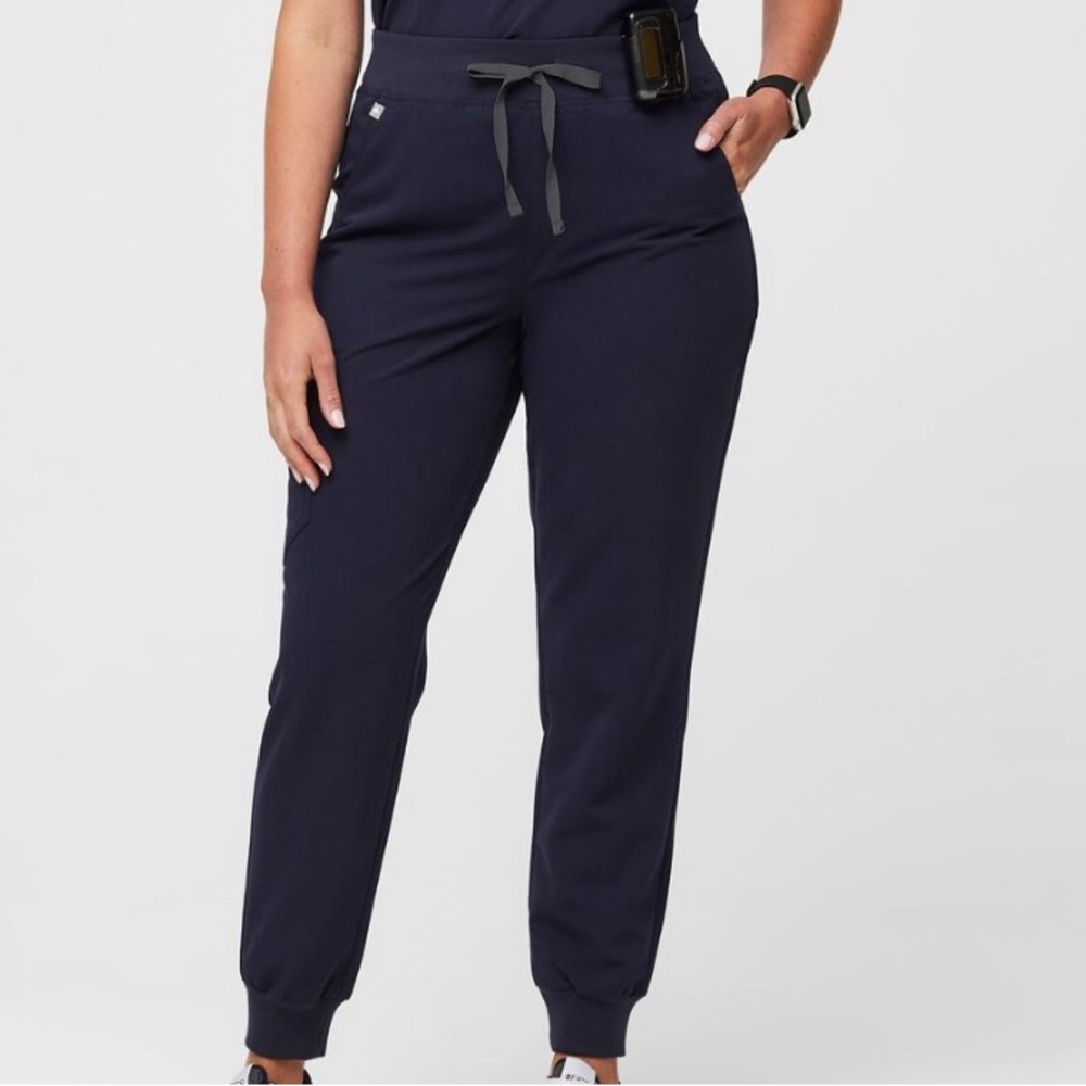 Figs Navy Blue Petite High Waisted Zamora Jogger Scrub Pants